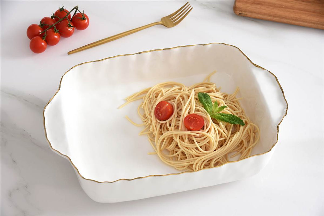 Cream & Gold 11″ x 9″ Rectangular Baking Dish