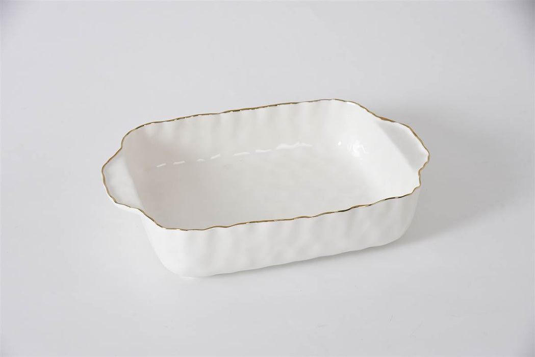 Cream & Gold 11″ x 9″ Rectangular Baking Dish
