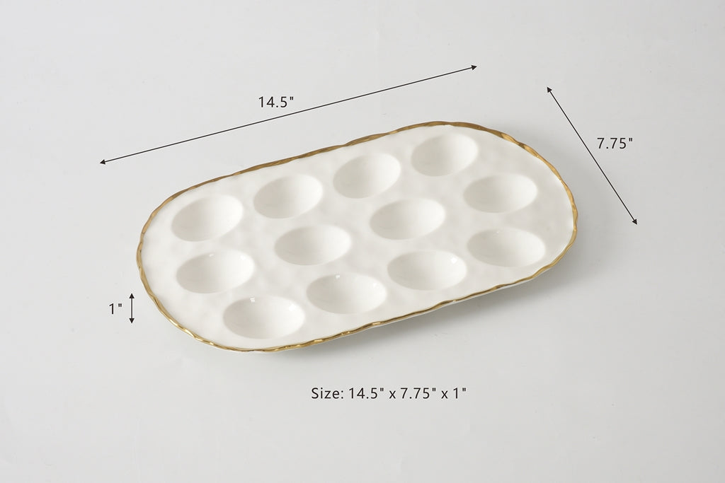 Cream & Gold Oval Deviled Egg Tray