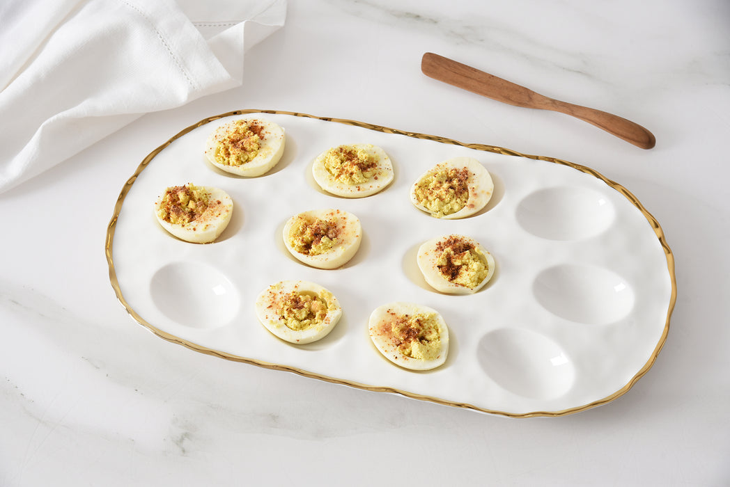 Cream & Gold Oval Deviled Egg Tray