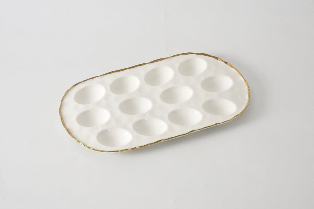 Cream & Gold Oval Deviled Egg Tray
