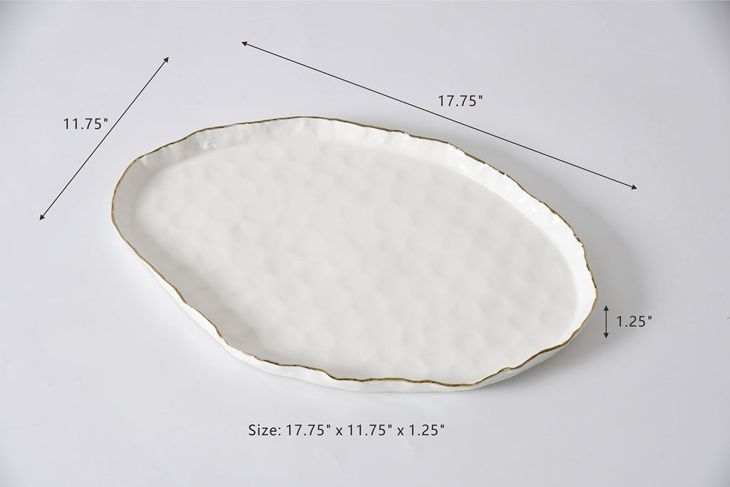 Cream & Gold Large Oval Platter