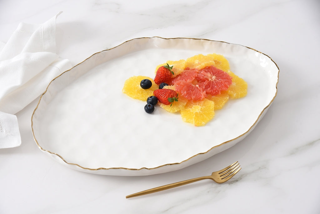 Cream & Gold Large Oval Platter