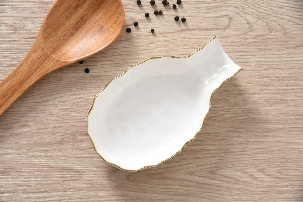 Cream & Gold Spoon Rest