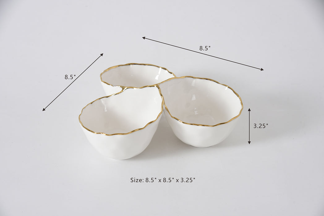 Cream & Gold 3 Section Server
