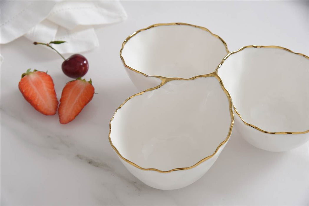 Cream & Gold 3 Section Server