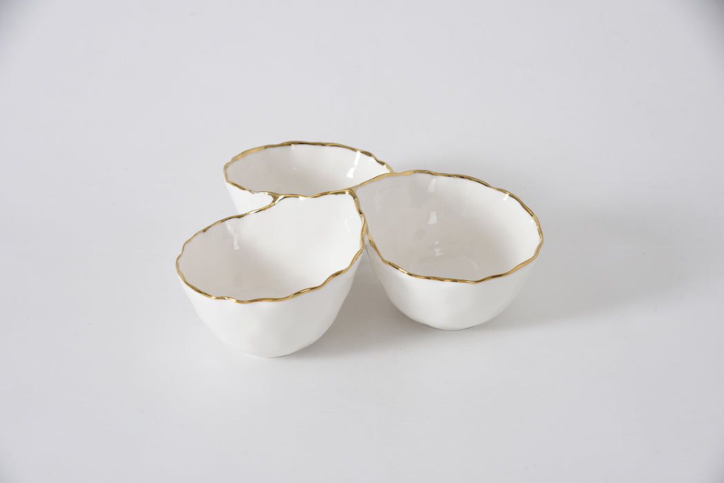 Cream & Gold 3 Section Server