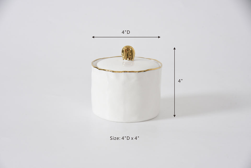 Cream & Gold Covered Sugar Bowl