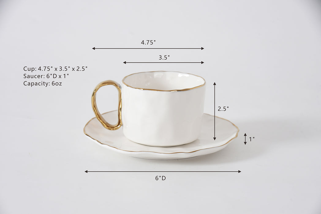 Cream & Gold Teacup & Saucer