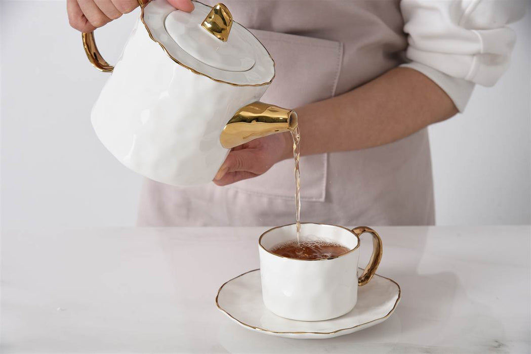 Cream & Gold Teacup & Saucer