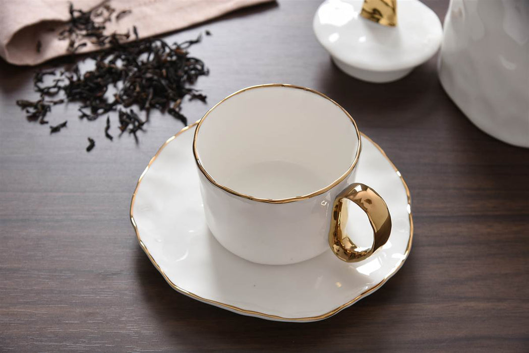 Cream & Gold Teacup & Saucer