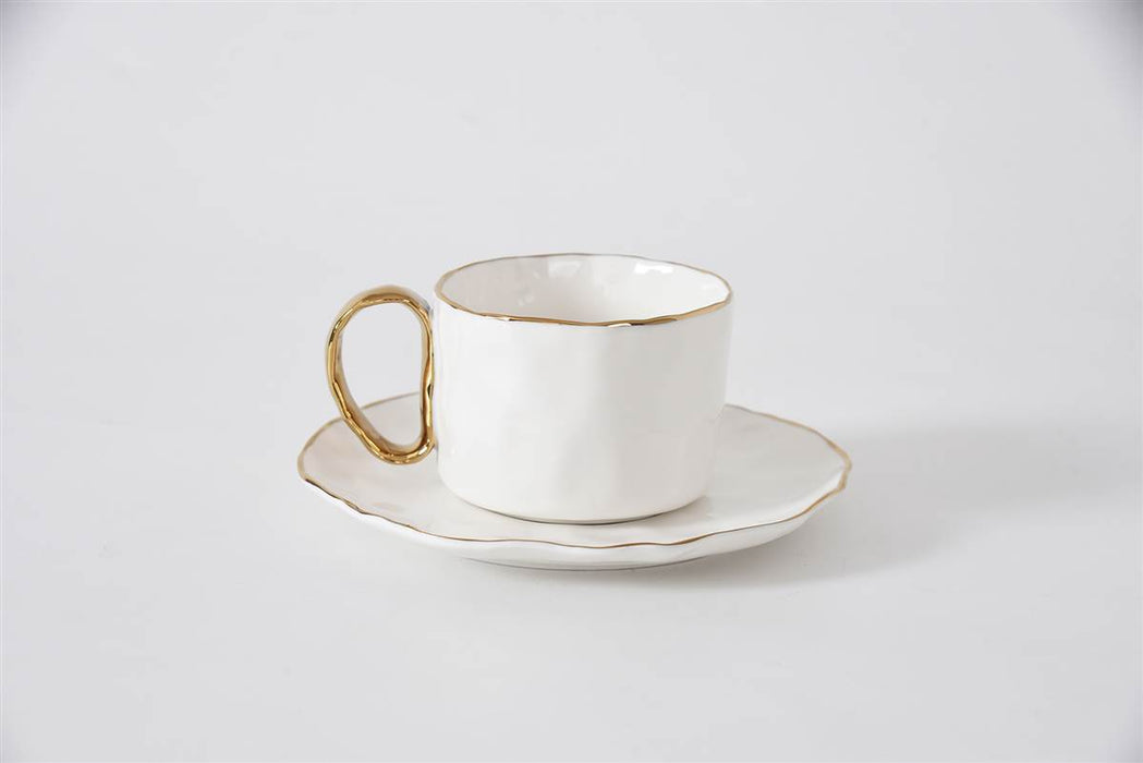 Cream & Gold Teacup & Saucer