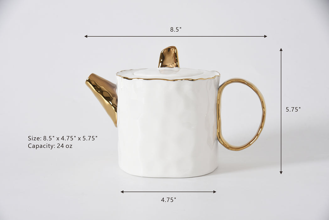 Cream & Gold Tea/Coffee Pot