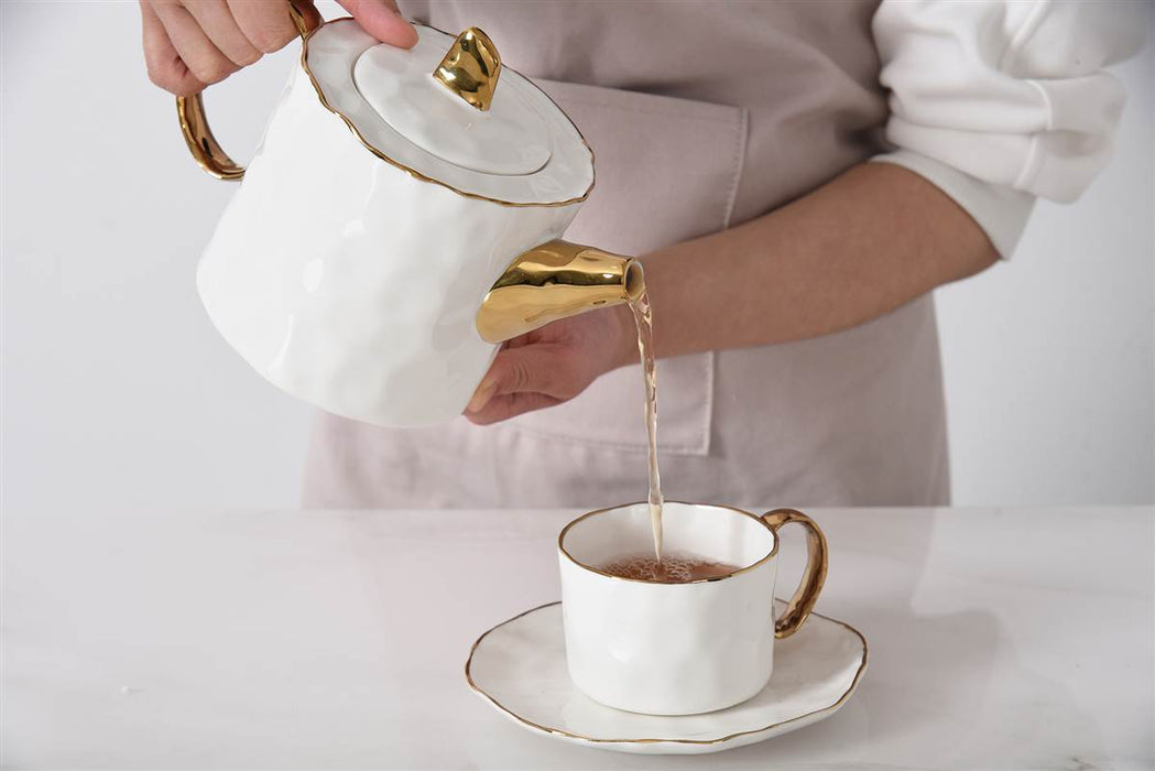 Cream & Gold Tea/Coffee Pot