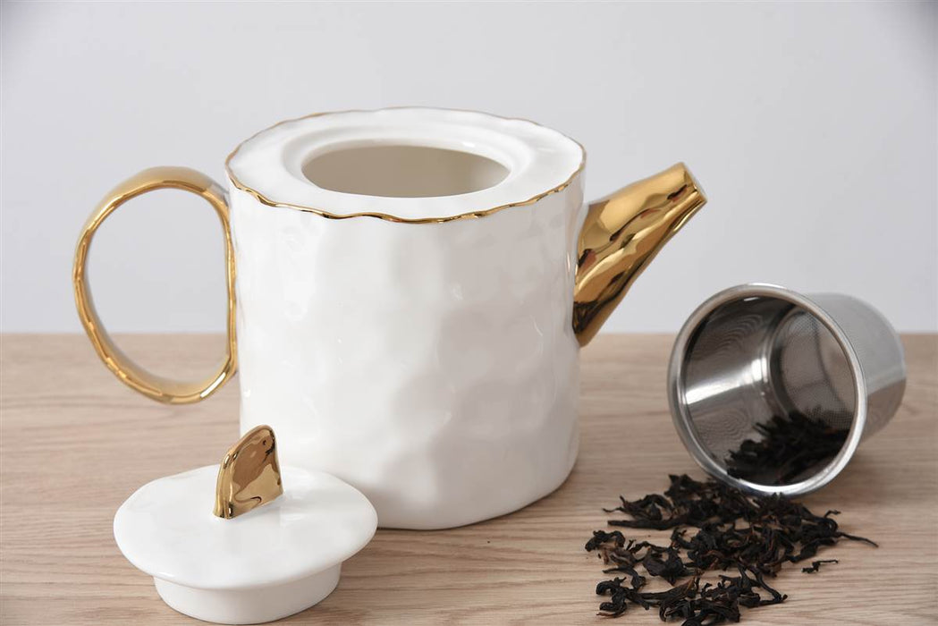 Cream & Gold Tea/Coffee Pot