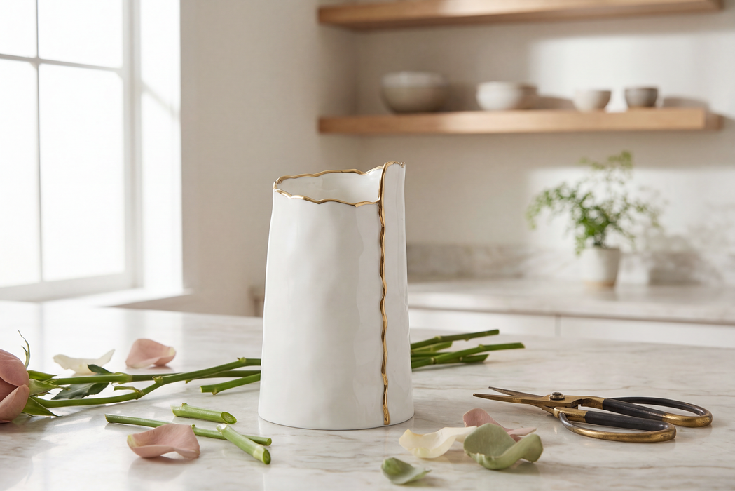 Cream & Gold Small Vase
