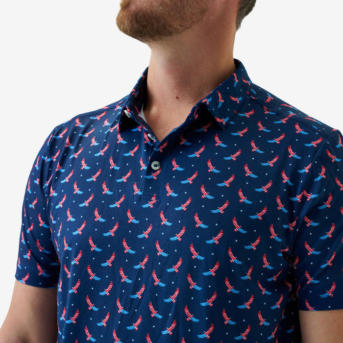 Performance Polo – Navy USA Flag Eagle by Burlebo