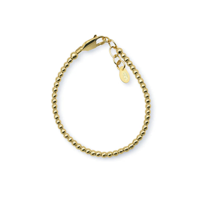 Baby/Kids 14K Gold-Plated Kids Dainty 2mm Beaded Bracelet for Little Girls