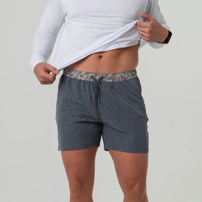 Men's Burlebo Grizzly Grey Athletic Shorts with Classic Deer Camo Liner- Available in Different Inseam Sizes!