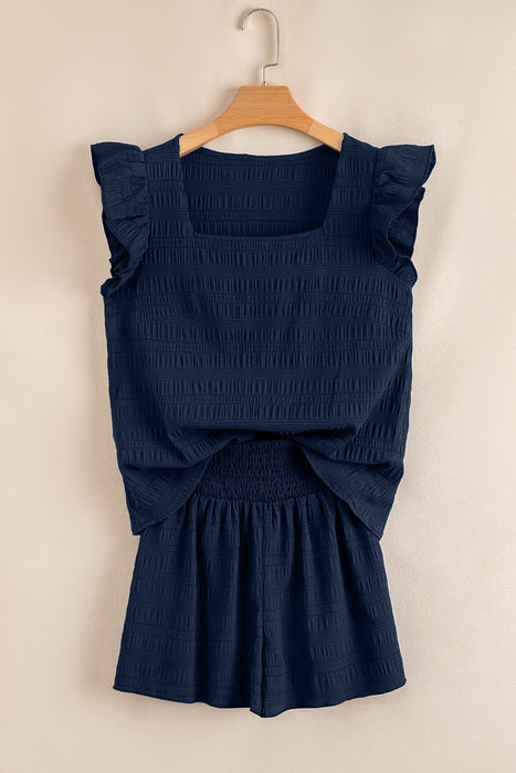 Navy Blue Textured Two-Piece Set