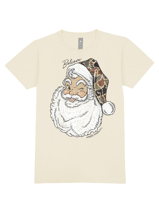 Tan Camo Santa Short Sleeve Tee by Simply Southern