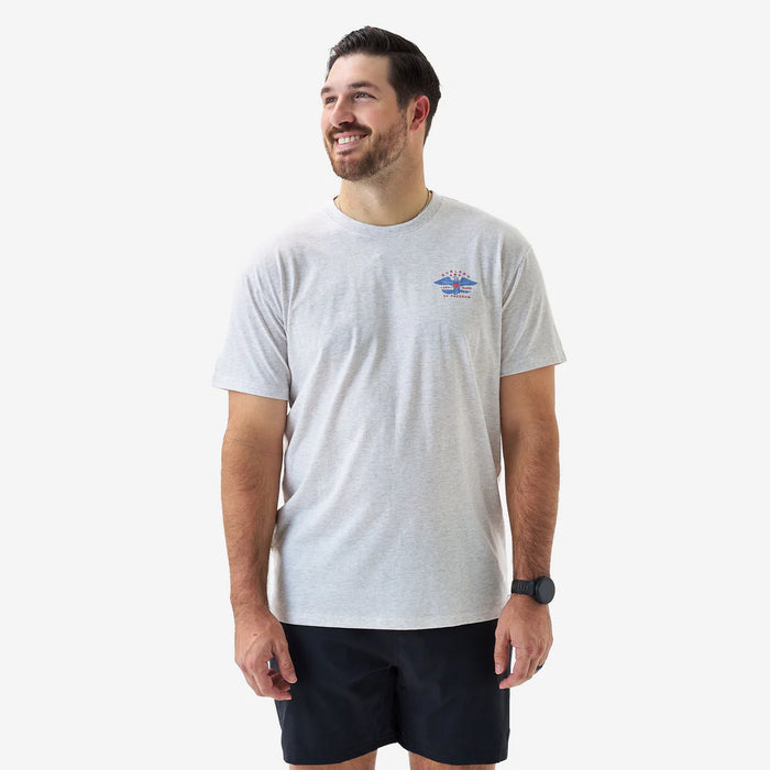 Adult SS Tee – Eagle Outdoors 250 Years Short Sleeve – Heather Oatmeal by Burlebo