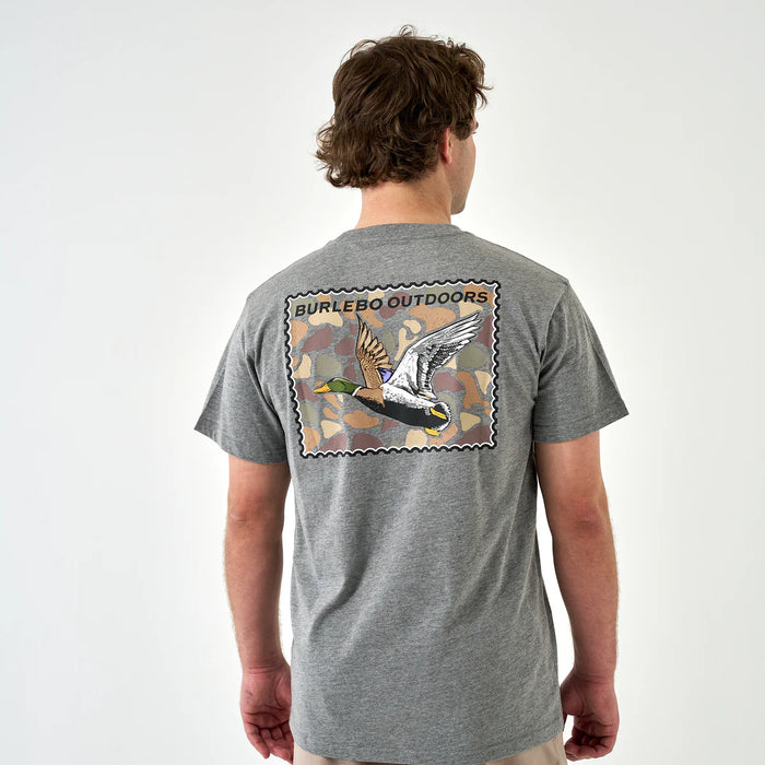 Burlebo Mallard Duck Stamp Dark Heather Grey Men's Tee