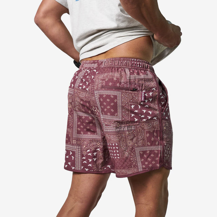 Swim Trunks – Duck Paisley – Maroon – by Burlebo