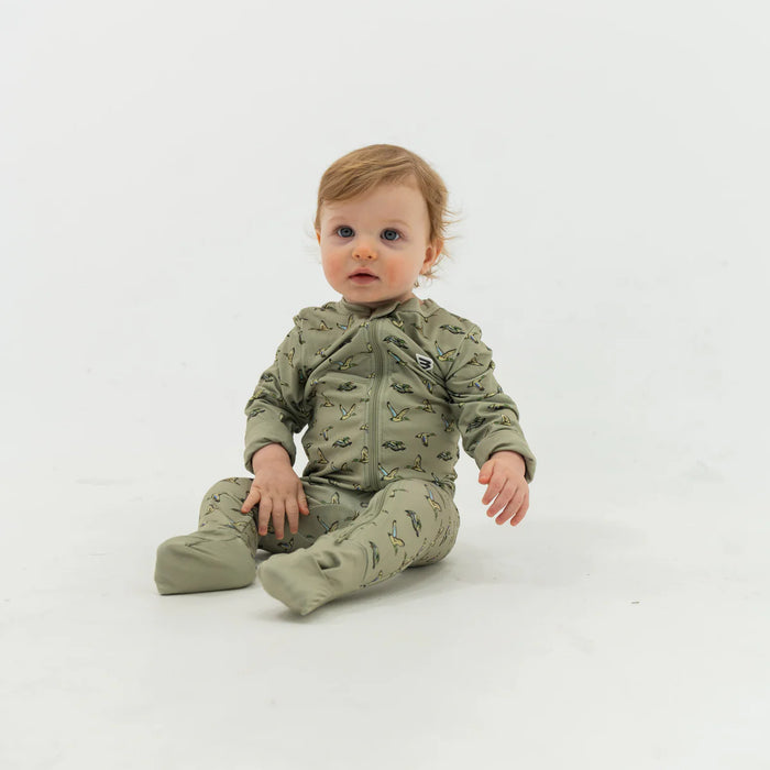 Baby Zip Up – Flying Ducks – Green by Burlebo