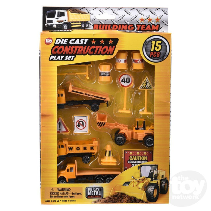 15pc Die-Cast Metal Construction Play Set