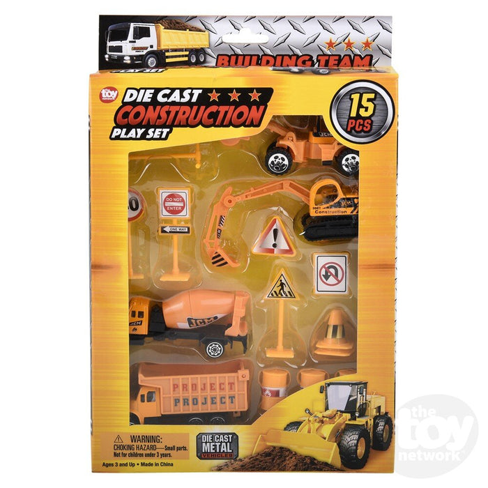 15pc Die-Cast Metal Construction Play Set
