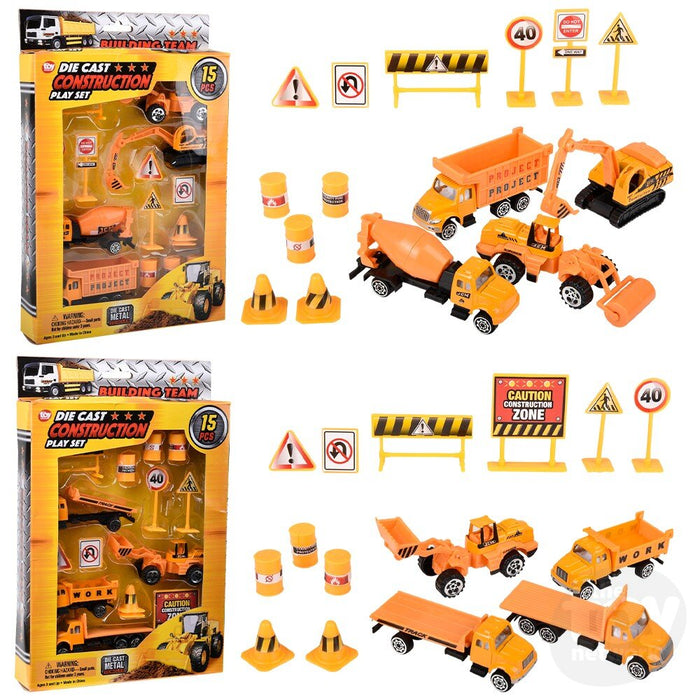 15pc Die-Cast Metal Construction Play Set