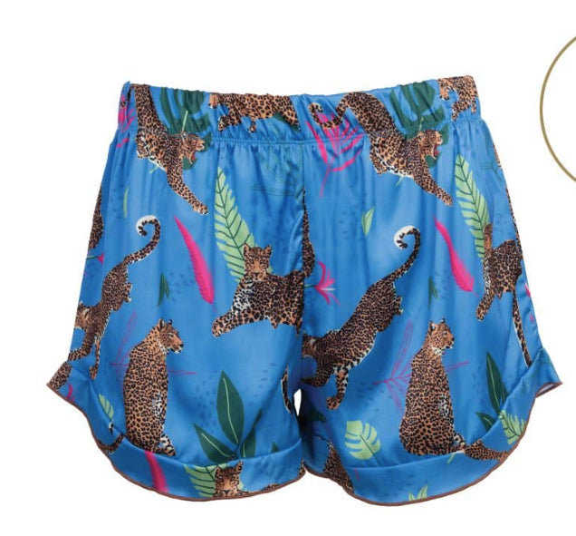 Prowling Leopard Satin Shorts