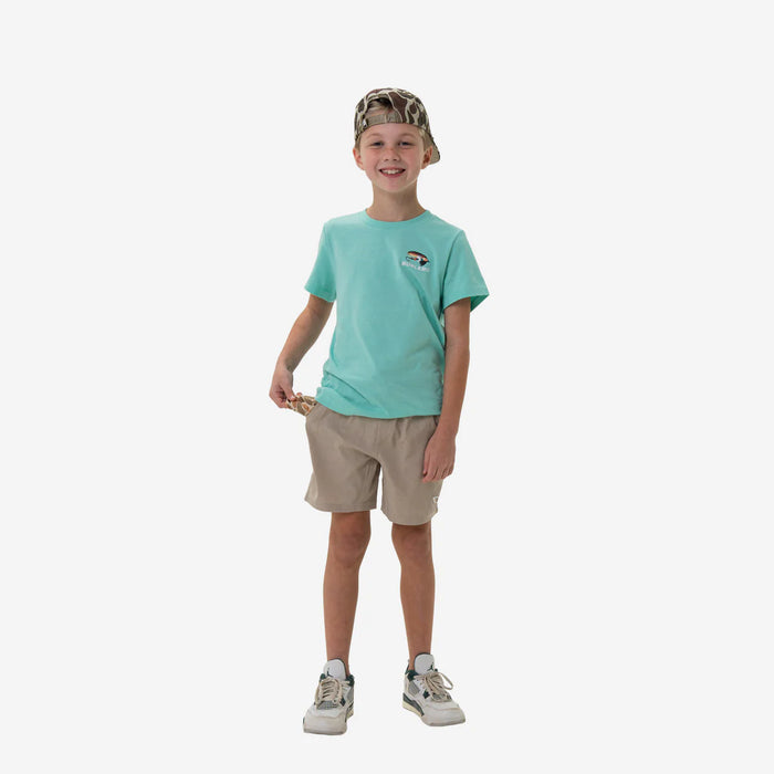 Youth & Toddler Athletic Shorts – Heather Khaki – Venado Camo Liner – by Burlebo