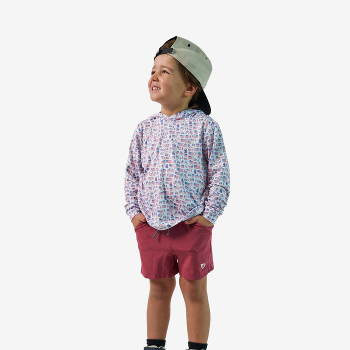 Youth & Toddler Performance Hoodie – Old Glory White with Flags by Burlebo
