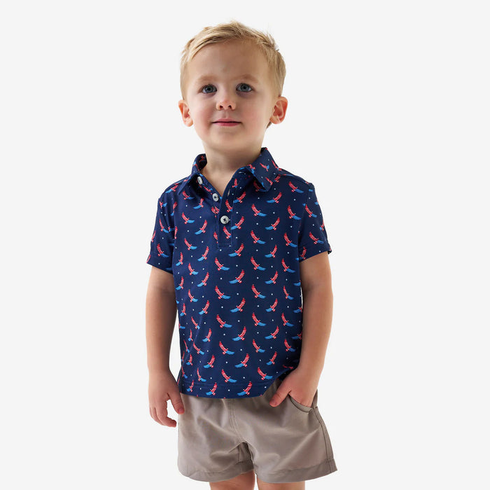 Youth & Toddler Polo – Navy USA Eagle American Flag by Burlebo