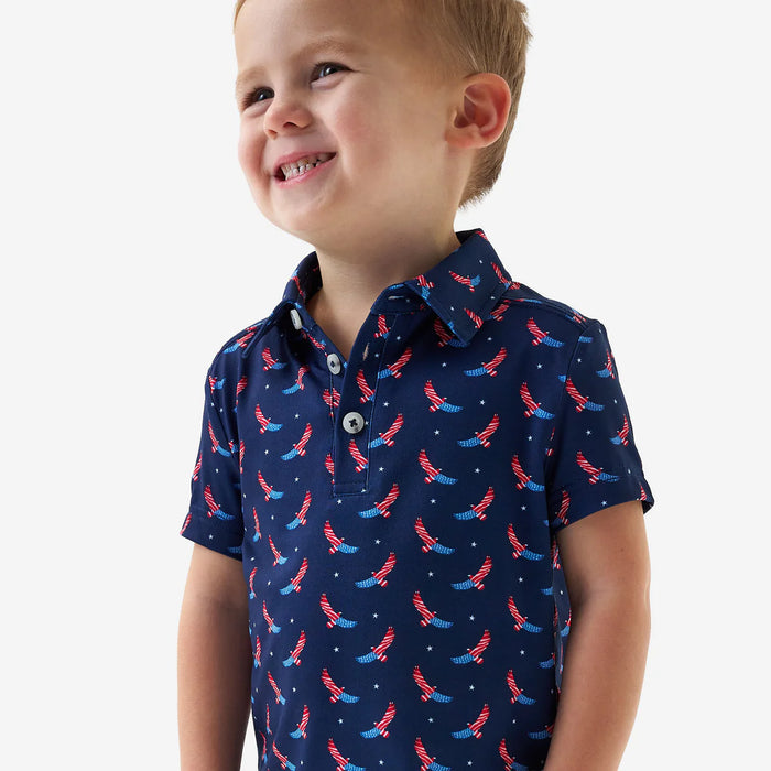 Youth & Toddler Polo – Navy USA Eagle American Flag by Burlebo