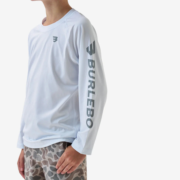 Youth & Toddler Rash Guard Swim Shirt – White and Light Grey by Burlebo