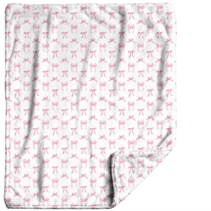 "Pink Bows" Plush Travel Blanket with Matching Case