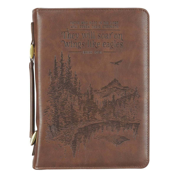 Bible Cover Classic Brown Wings Like Eagles Isa. 40:31: Extra Large