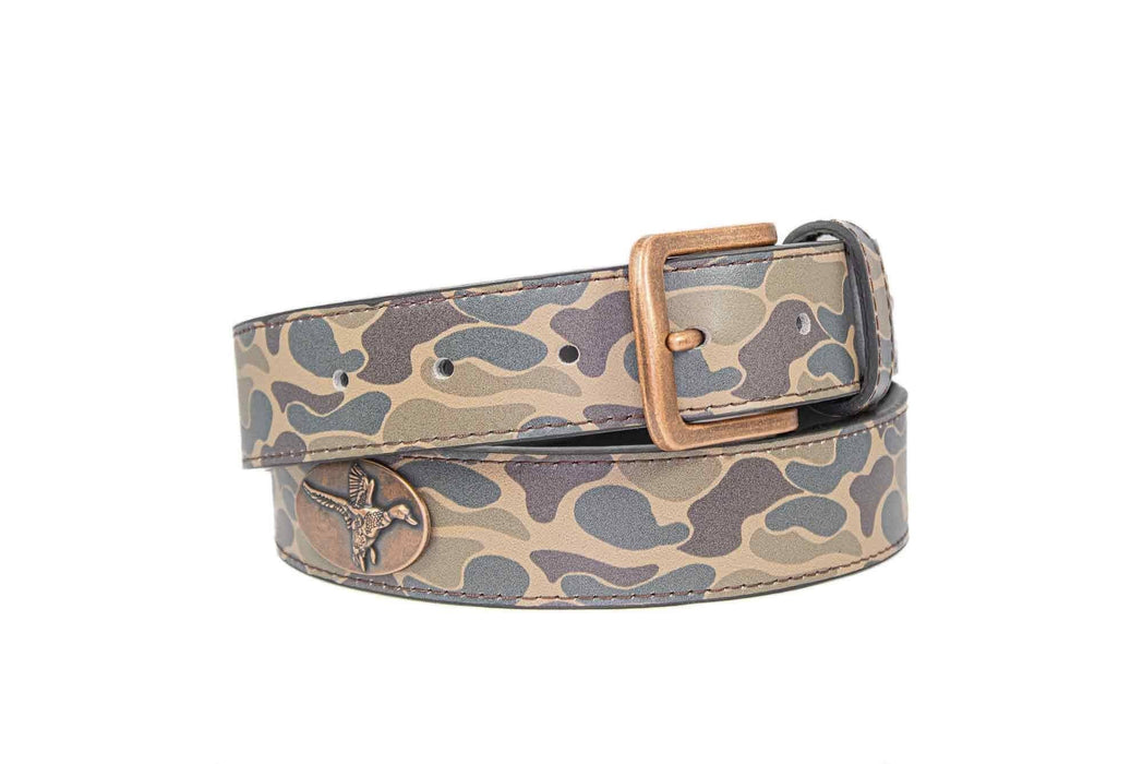 Buck Old School Camo Leather Belt- Available in 6 Sizes!