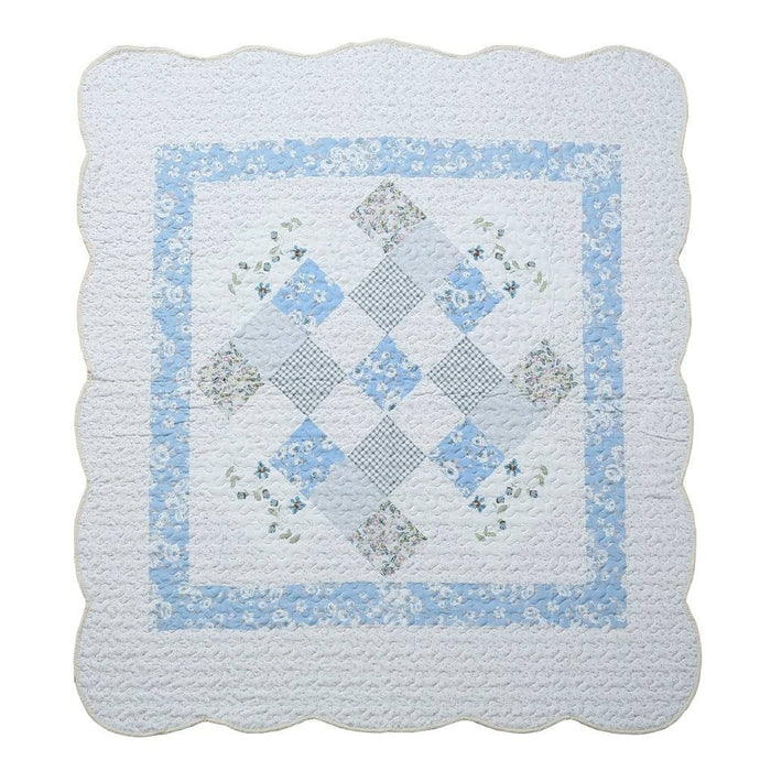 Virah Bella "Blue Blossoms" Quilted 50x60 Throw Blanket