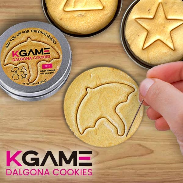 KGAME Dalgona Cookie Tin (2 Cookies) .  As Seen on Squid Games