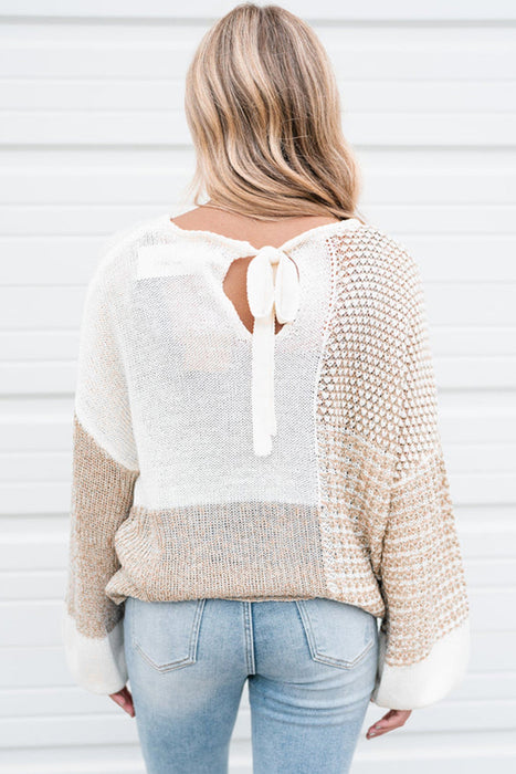 Mixed Pattern Oatmeal Block Sweater