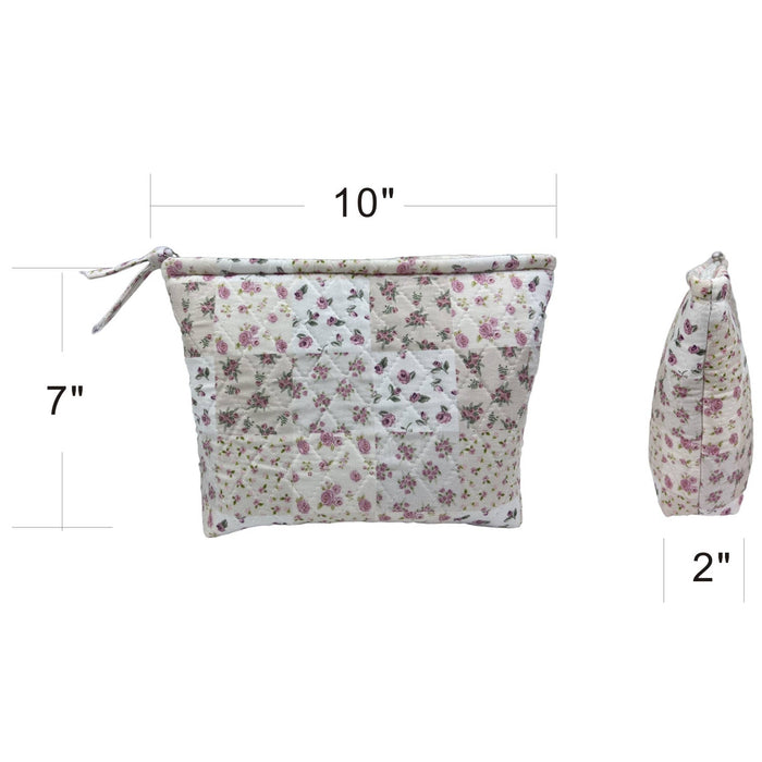 Rose Floral Patchwork Quilted Cosmetic Bag
