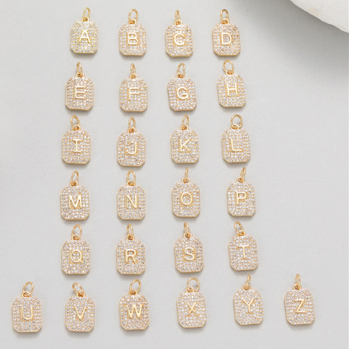 Gold CZ Initial Charms