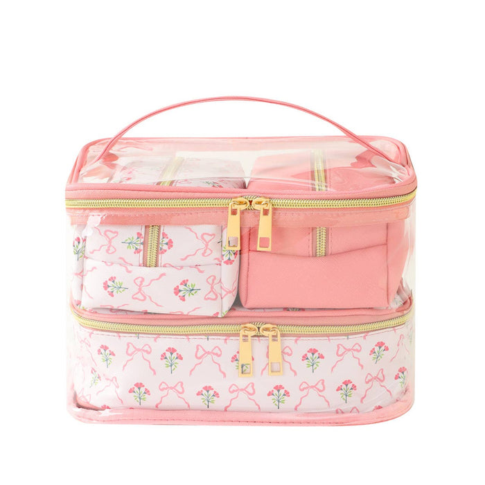 4pc Cosmetic Bags Set.  Choose from Bows or Butterflies.  Perfect for Graduation Gifts!