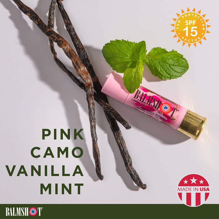 Balmshot Pink Camo Vanilla Mint Lip Balm in a Bullet