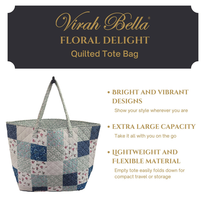 Floral Flower Patchwork Quilted Tote Bag