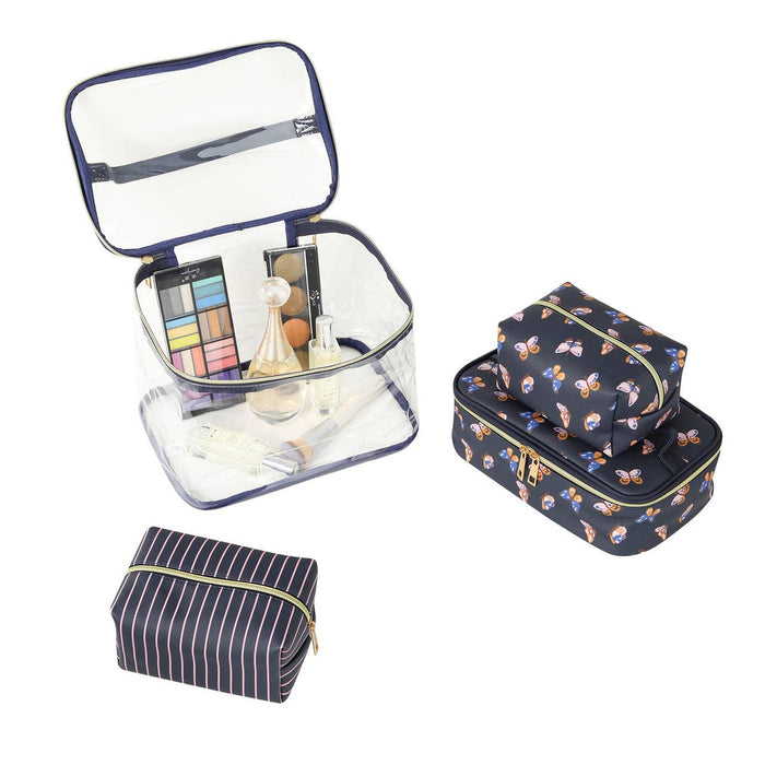 4pc Cosmetic Bags Set.  Choose from Bows or Butterflies.  Perfect for Graduation Gifts!